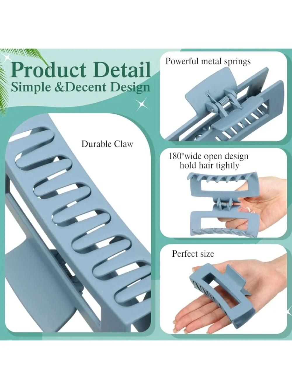60 Pcs Large Hair Claw Clips - Strong Hold, Nonslip, Matte Finish for Thick Hair